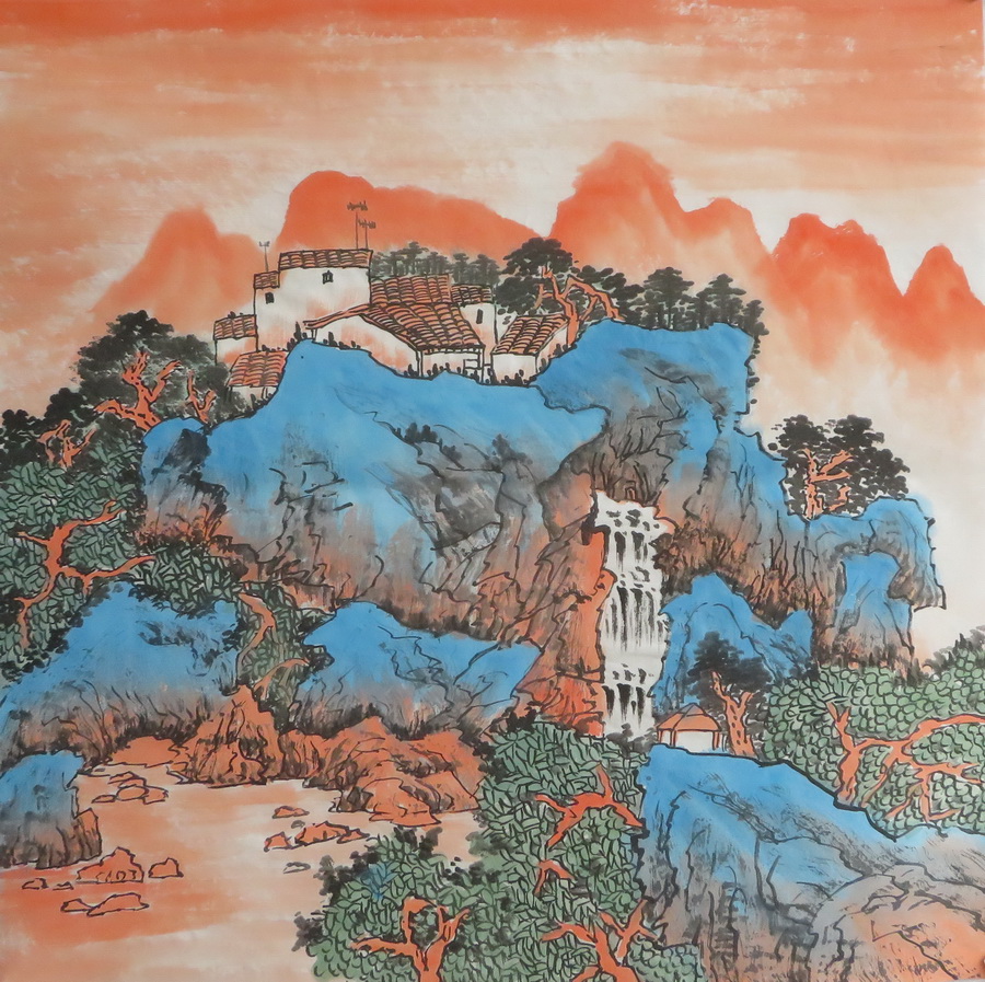 宝墨轩手绘水墨国画山水画作品装饰画客厅字画四尺斗方HA9102012