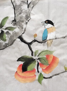 宝墨轩国画小品画花鸟手绘