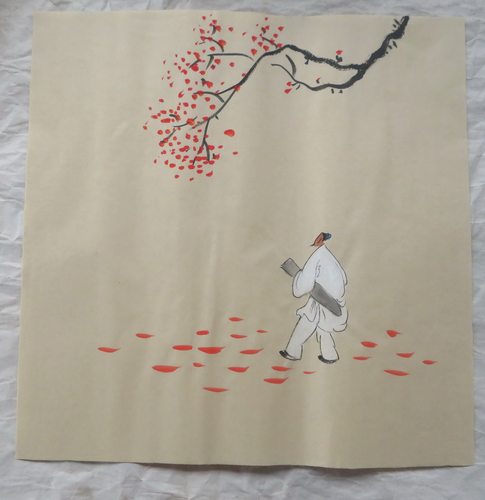 人物手绘背景墙国画客厅挂画