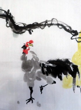 手绘大写意花鸟画国画客厅装饰挂画无款画芯三尺斗方特价HH531201