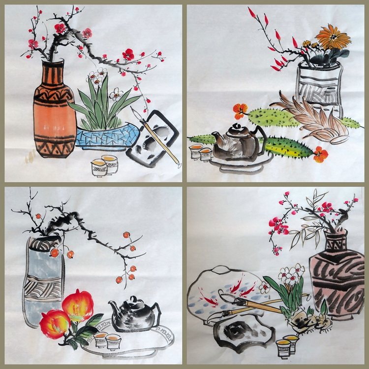新品手绘清供图花鸟无框国画客厅玄关装饰挂画特价三尺斗方e84
