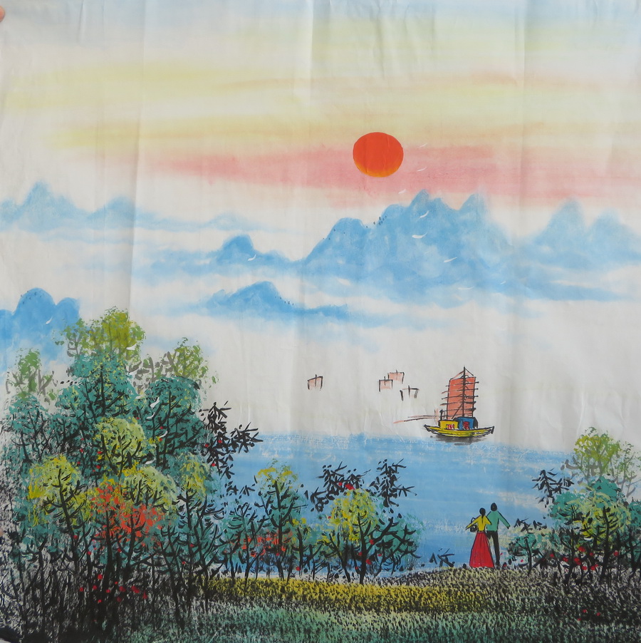 水墨国画山水鸿运当头客厅字画装饰挂画四尺斗方手绘特HG2030842