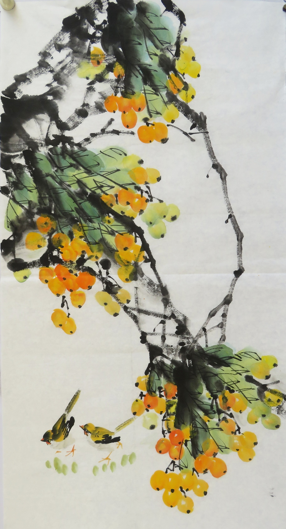 宝墨轩手绘花鸟挂画国画特价客厅中堂装饰画三尺无款枇杷画e-7-9