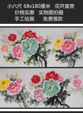 手绘花鸟国画牡丹画客厅装饰挂画