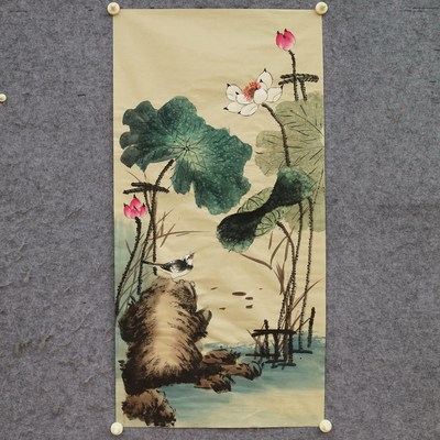 荷塘清趣图特价装饰挂画荷花图