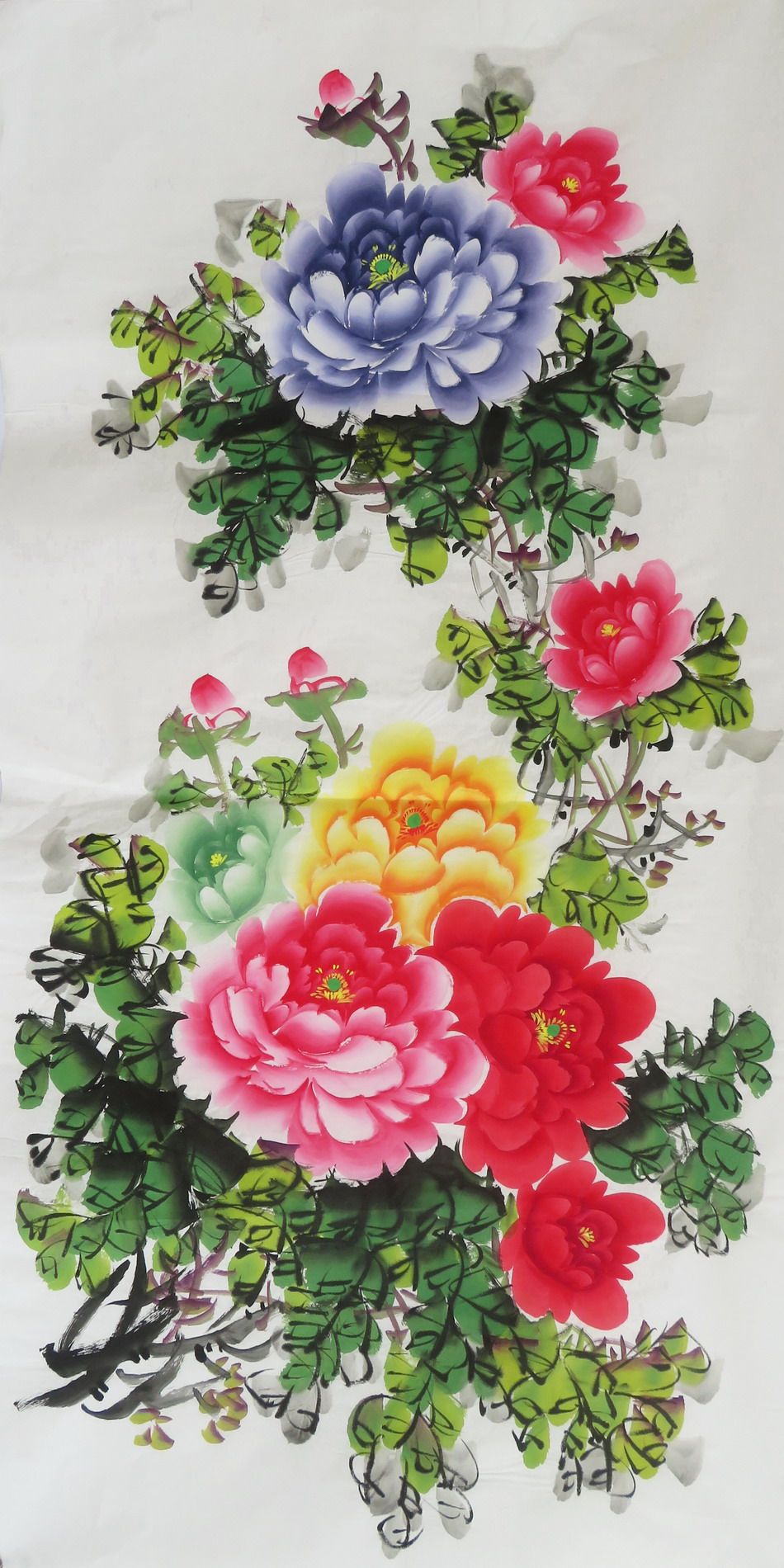 手绘花鸟牡丹花国画字画水墨四尺特价客厅玄关背景墙装饰挂画e38