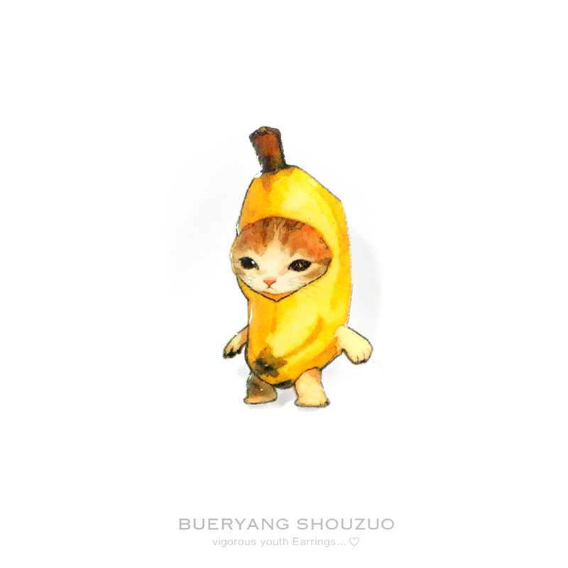 网红可爱小猫meme香蕉猫造型胸针卡通创意徽章潮玩包挂装饰品学生