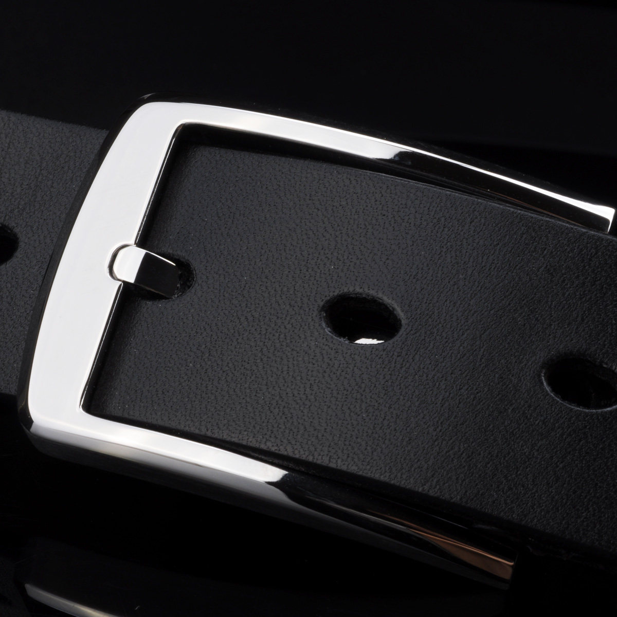 304不锈钢皮带男士真皮针扣头层牛皮高档正品西裤商务正装裤腰带