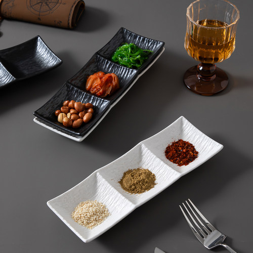 陶瓷餐具釉下彩日式三格碟蘸料碟