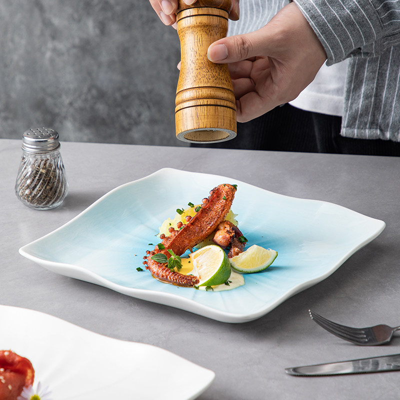 西餐牛排盘简约白色正方形陶瓷盘子创意家用菜盘平盘酒店餐厅餐具,餐饮具,盘,淘宝优惠券,粉丝福利购,淘宝优惠卷