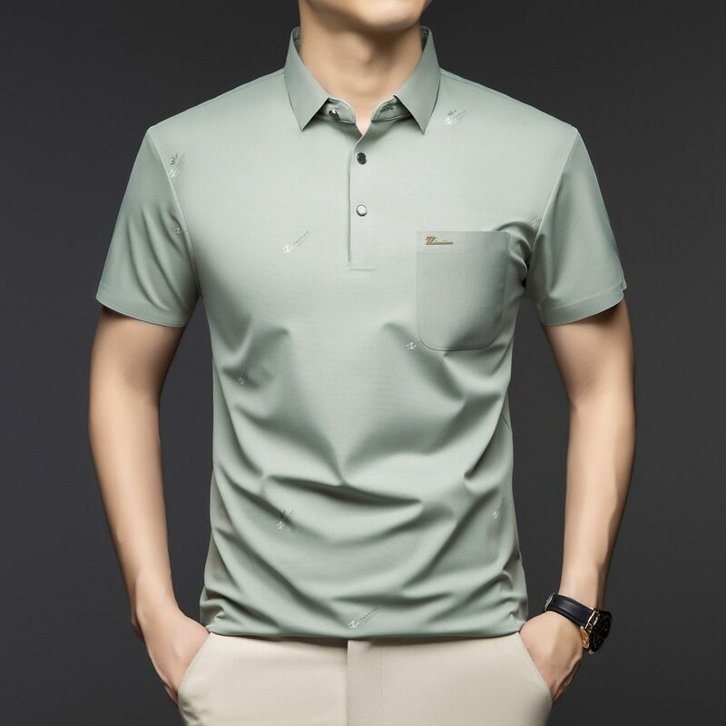 冰丝凉感商务男士polo衫2026夏季新款翻领休闲透气短袖t恤中老年