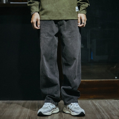 春秋季黑色牛仔裤男士宽松潮牌ins美式复古长裤潮流百搭哈伦裤子