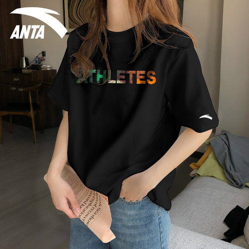 安踏正肩韩版宽松显瘦短袖t恤女