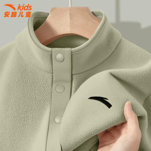 保暖摇粒绒大童运动上衣 立领套头衫 安踏儿童抓绒卫衣男童冬季 新款