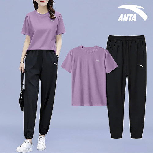 安踏运动套装女速干透气跑步服