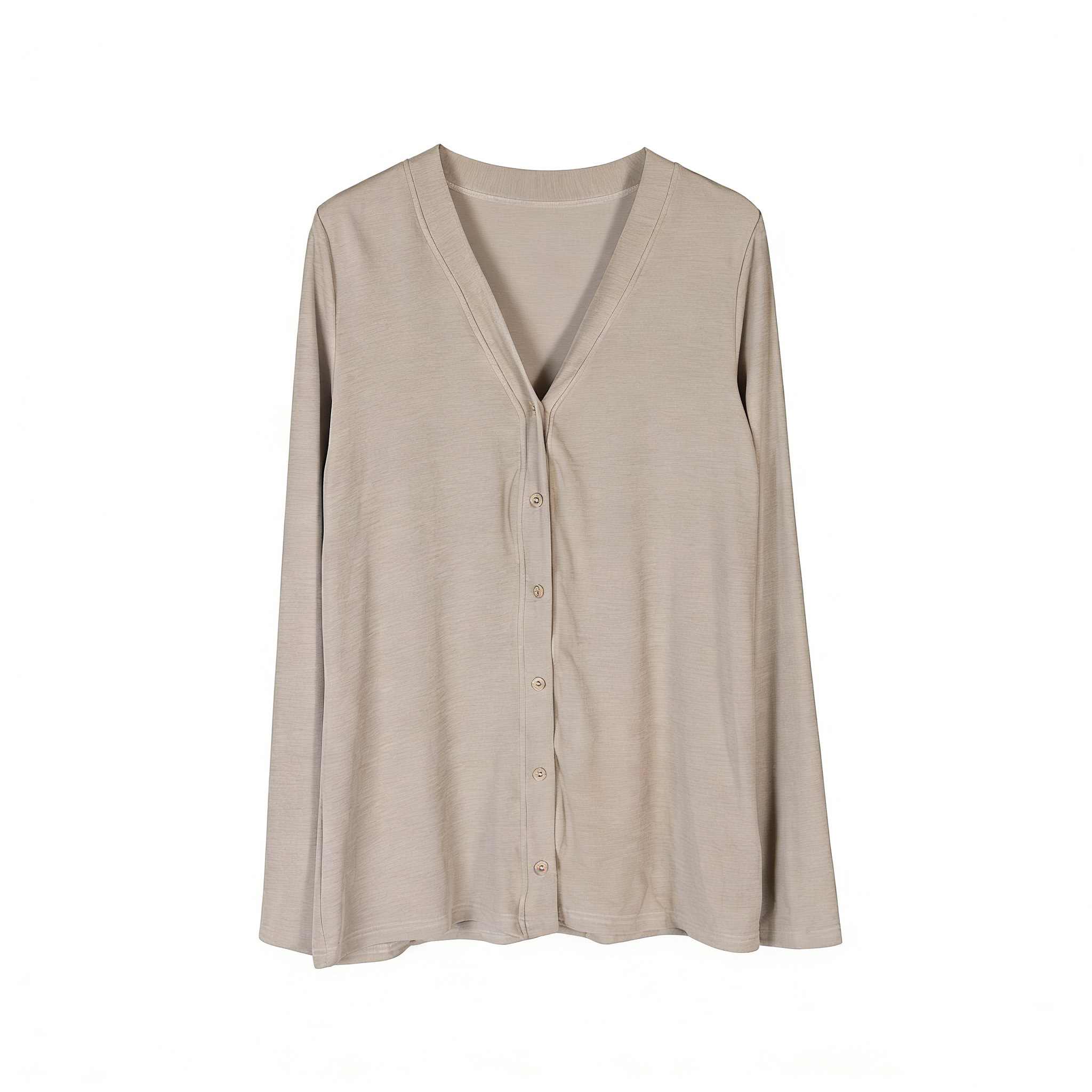 高级感浅卡其V领针织衫