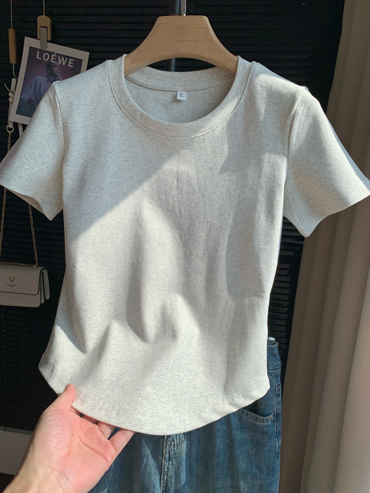 Pounds thickening white pure cotton just shoulder Short sleeve T-shirt female Self-cultivation summer 2025 The new Inner lap Lay a foundation Compassionate tops