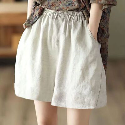 纯汉麻雨露麻亚麻短裤女夏薄款吸汗速干休闲裤宽松显瘦百搭阔腿裤