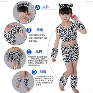 黑白斑点小猫幼儿园男女童波斯猫动物小狗演出服装动物服表演服