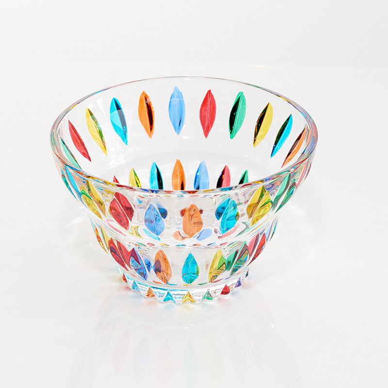 意大利进口zecchin手工彩绘多彩复古甜点碗彩色玻璃沙拉碗水果碗