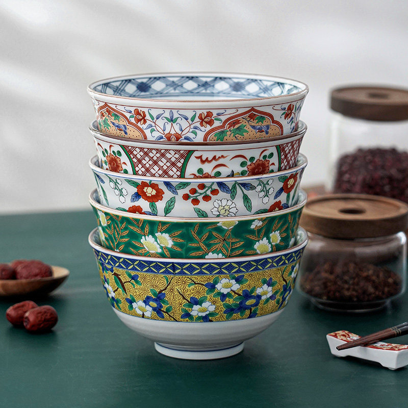 美浓烧日本进口宫廷风陶瓷餐具日式和风高脚米饭碗甜品碗大汤面碗