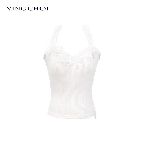 【七七酱专属】YINGCHOI  春新款定制手工花吊带上衣21875