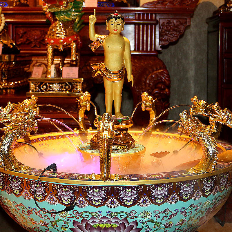 全铜释迦牟尼太子佛像浴佛像寺庙大号浴佛节佛诞日浴佛盆九龙吐水_虎窝淘