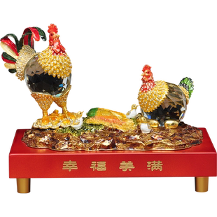 珐琅彩大公鸡摆件招财母鸡工艺品家居客厅玄关装饰品乔迁商务礼品