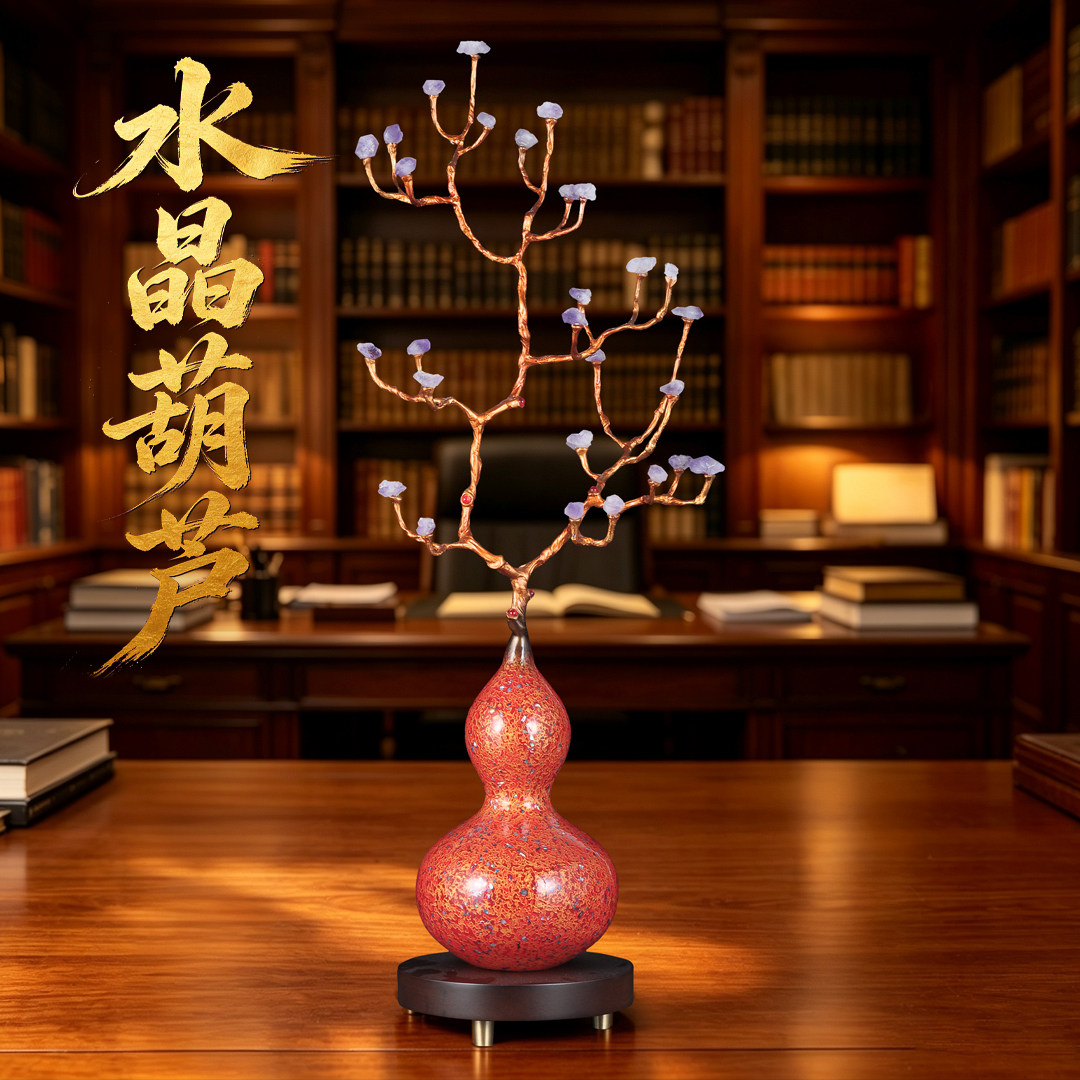 彩铜葫芦摆件招财葫芦紫气东来福禄家居客厅电视柜玄关风水装饰品