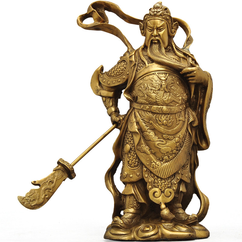 招财关公黄铜摆件关二爷佛像关羽武财神爷工艺品公司店铺开业礼品