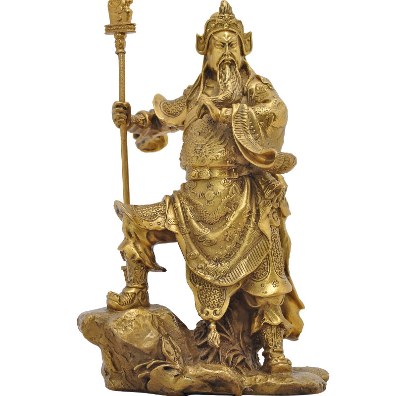 全铜招财关公财神供奉摆件佛像立刀关羽关二爷武财神风水工艺品