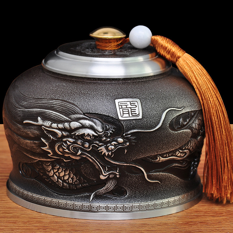 廖达 锡茶叶罐锡罐纯锡制茶罐密封罐防潮家用精品礼盒定制礼品