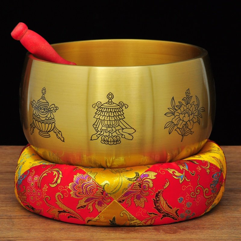 全铜日式精品八吉祥铜磬法器引磬音颂钵铜罄铜庆铜钵佛音碗修行钵