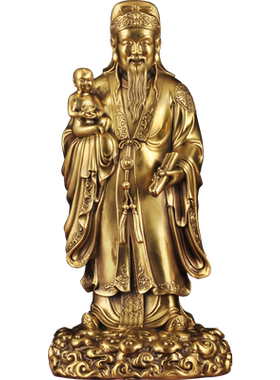 黄铜福禄寿三星报喜摆件送父母老