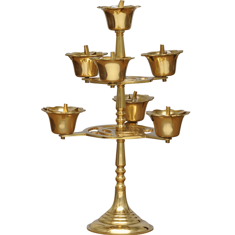 全铜铜钱七星灯酥油灯摆件供佛油灯家用佛堂寺庙佛前供灯工艺品