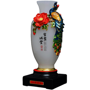 富贵满堂新中式风孔雀领导摆件