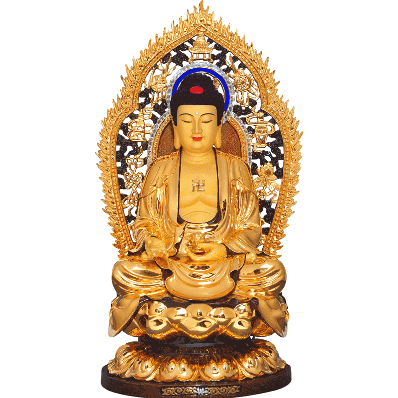 台湾鎏金居家西方三圣阿弥陀佛像
