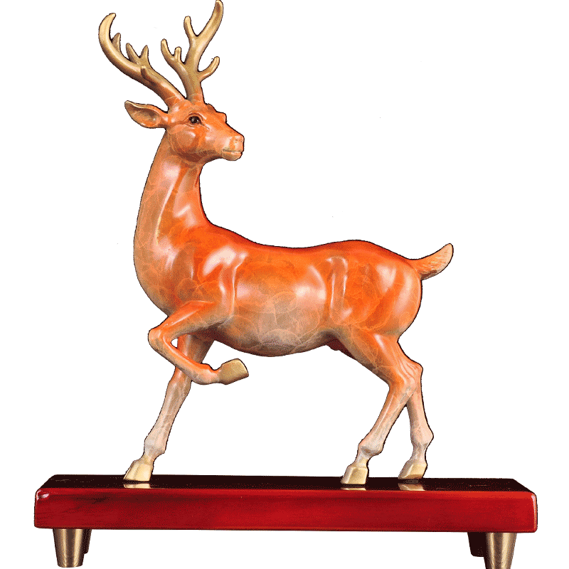 彩铜一路亨通鹿摆件铜梅花鹿工艺品家居客厅电视柜装饰品商务礼品