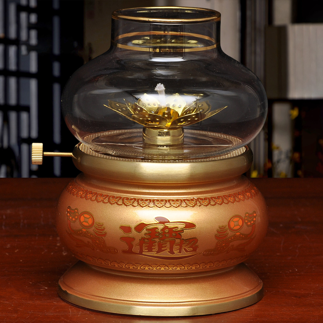 黄铜酥油灯招财油灯灯盏家用寺庙佛堂供佛油灯长明灯佛灯防风灯座