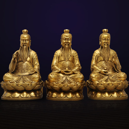 黄铜三清道祖灵宝天尊神像工艺品