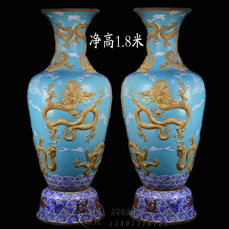 北京珐琅景泰蓝1.8米落地大花瓶图片