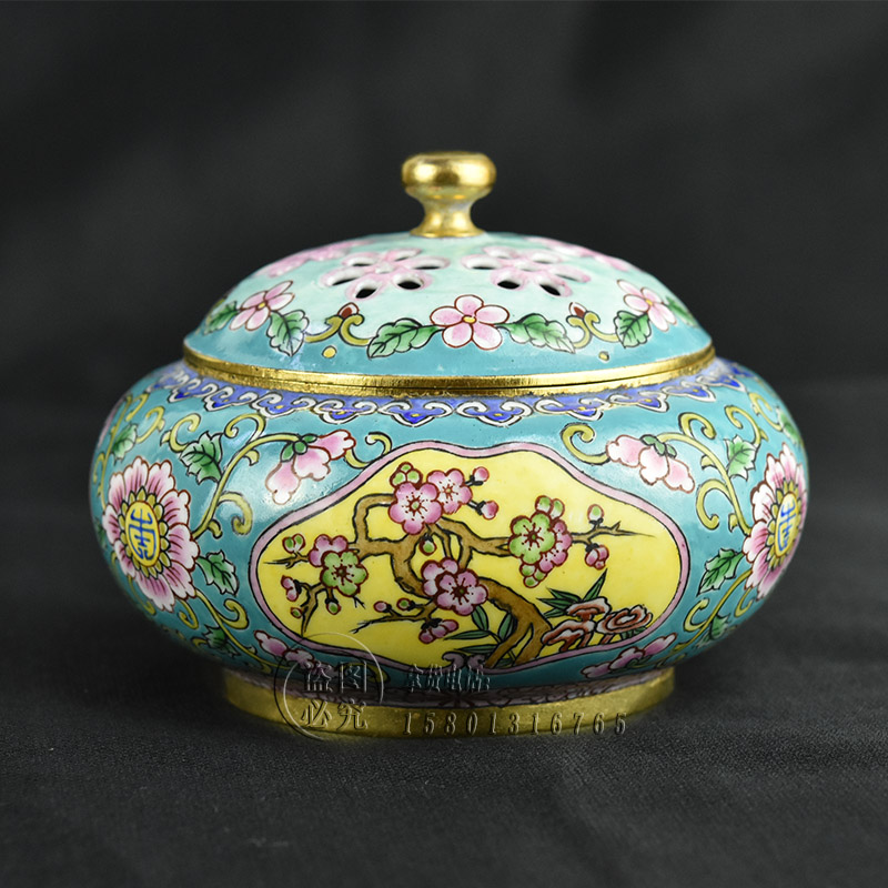 宫廷景泰蓝熏香炉盘香画珐琅檀香