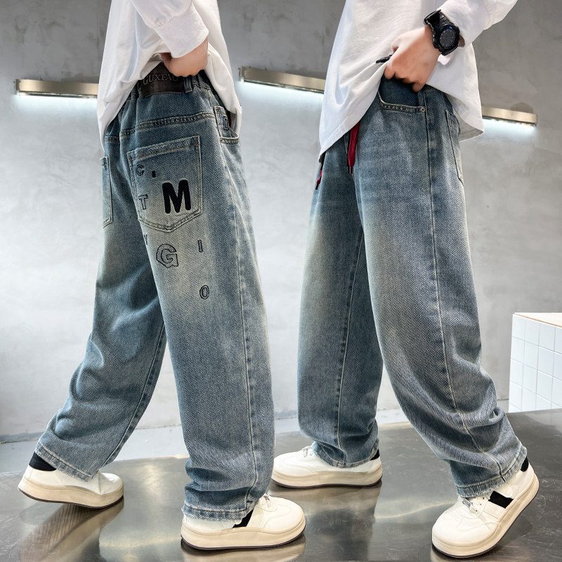 男童裤子中大童长裤儿童牛仔裤2025新款春秋裤子休闲裤柔软弹力潮