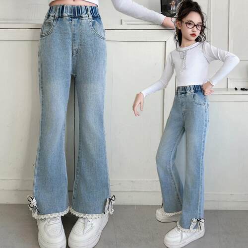 女童牛仔裤中大童洋气百搭
