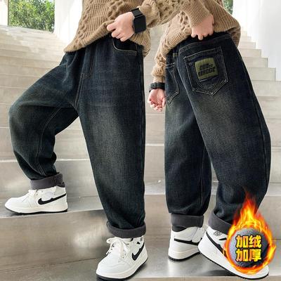 男童加绒牛仔裤秋冬款