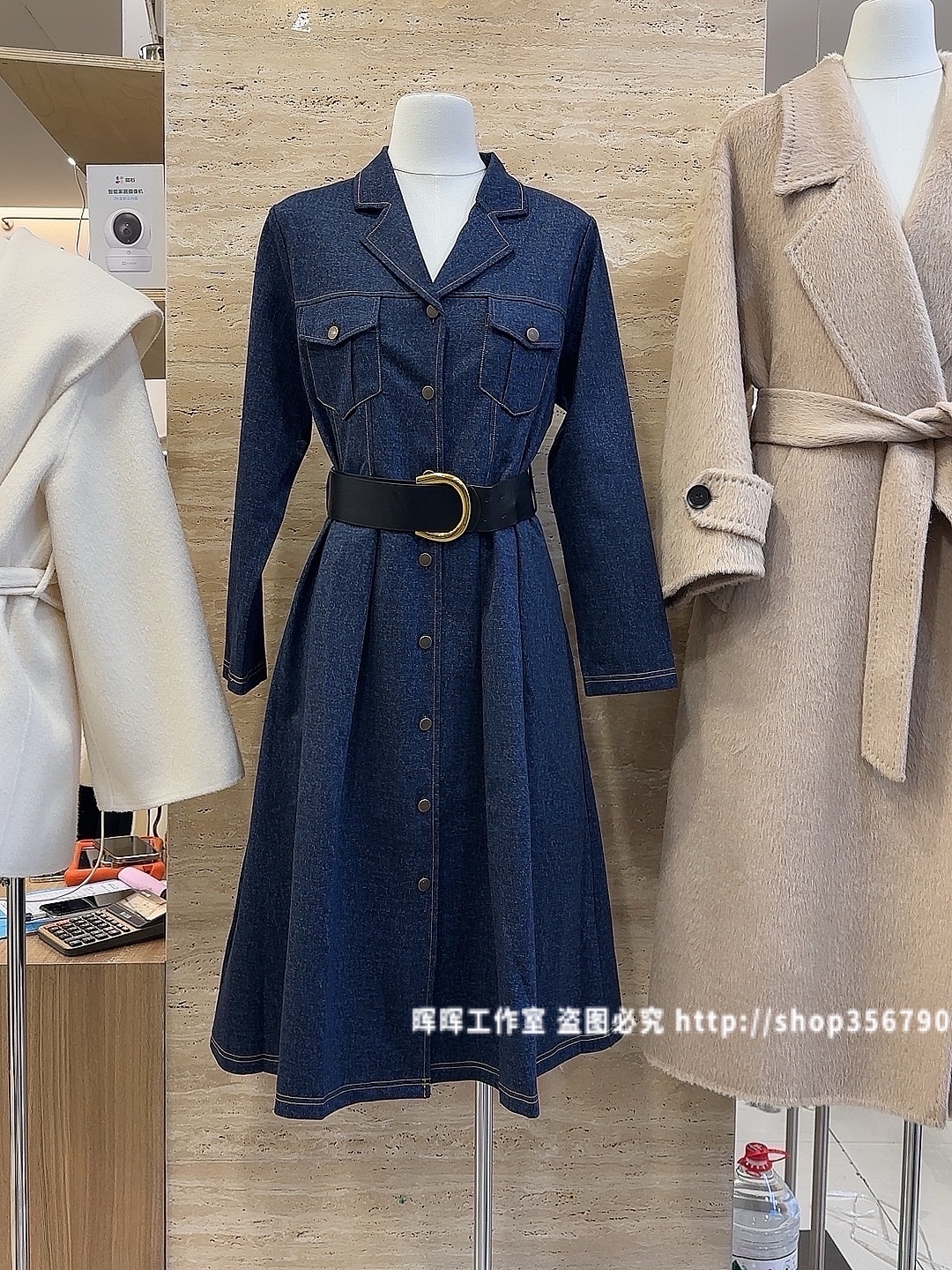 2025新款女装秋冬韩版宽松休闲慵懒风牛仔外套女中长款风衣连衣裙