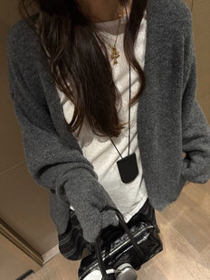 2026秋季新款女装韩版宽松显瘦简约大气纯色针织开衫毛衣外套女