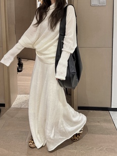 女装 ＋针织半身伞裙两件套装 秋冬慵懒风时尚 针织衫 蝙蝠袖 2015新款