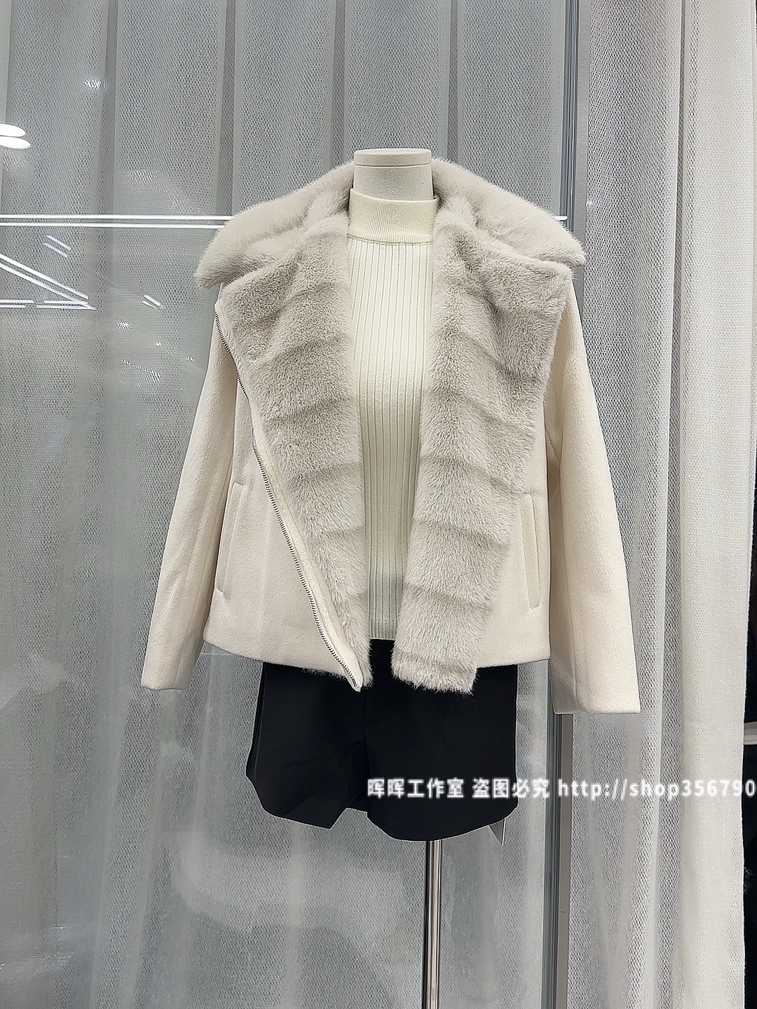 2025新款女装秋冬韩版宽松显瘦拼接毛毛毛呢外套女短款夹克上衣