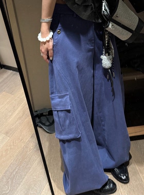 超重工时尚多口袋设计感全棉水洗工装风休闲直筒长裤女2026早秋